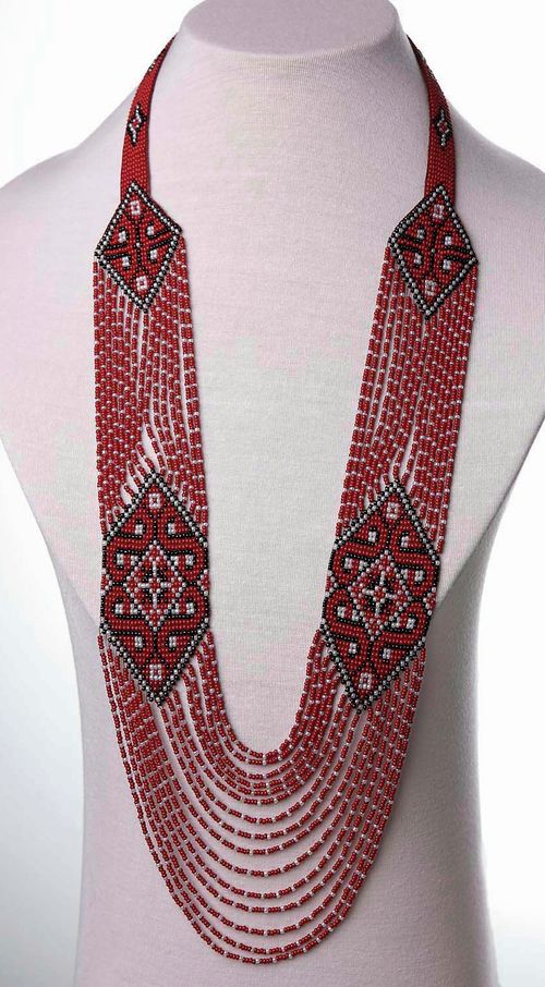 Long Beaded Necklace Ukrainian Folk