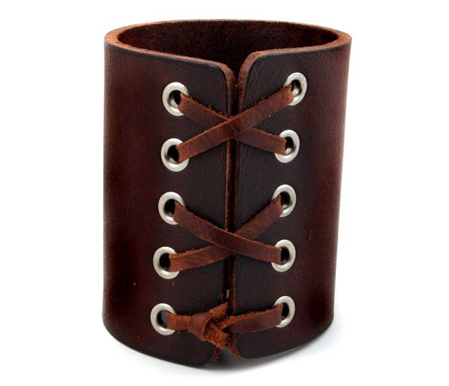 Brown Laced Leather Cuff