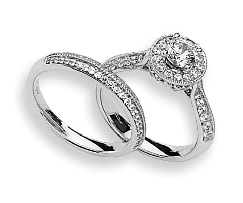Unique Platinum Engagement Ring Set