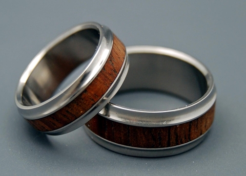 Wood Inlay Ring Set